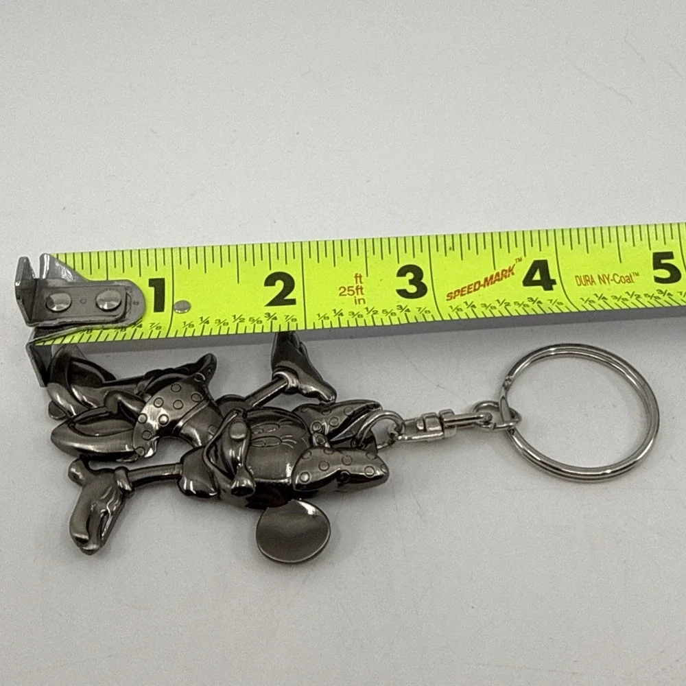 Disney MINNIE MOUSE Posing Silver‎ Pewter Metal KEYCHAIN Key Ring Chain Holder